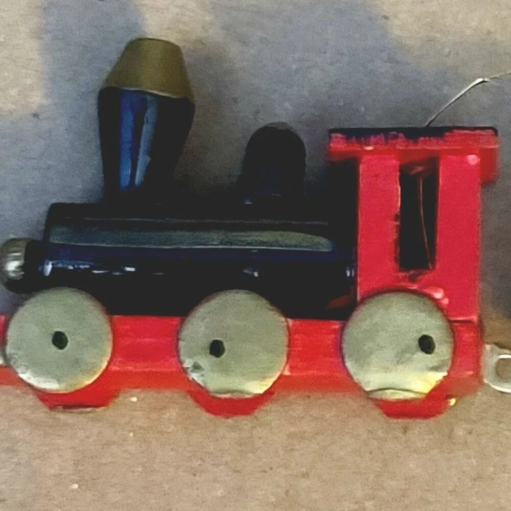 Vintage‎ Hand Painted Wood Choo Choo Train Ornament